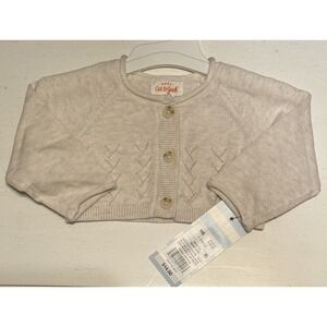 NWT Cat&Jack Cream Baby Girl Pointelle Cardigan Newborn Classic Neutral